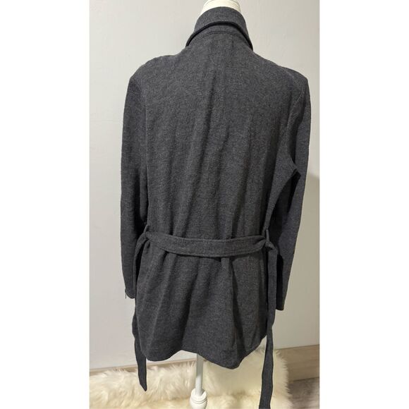 J.McLaughlin 100% merino wool gray long sweater tie for waist button front XL - Picture 8 of 9